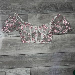 vintage mesh corset crop top!🎀